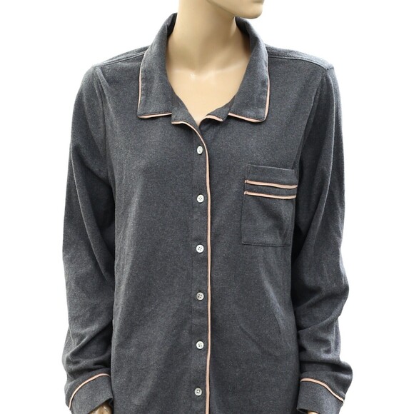 Faherty Solid Buttondown Shirt Tunic Top Collared Gray Long Sleeve M New 263602 - Picture 3 of 5